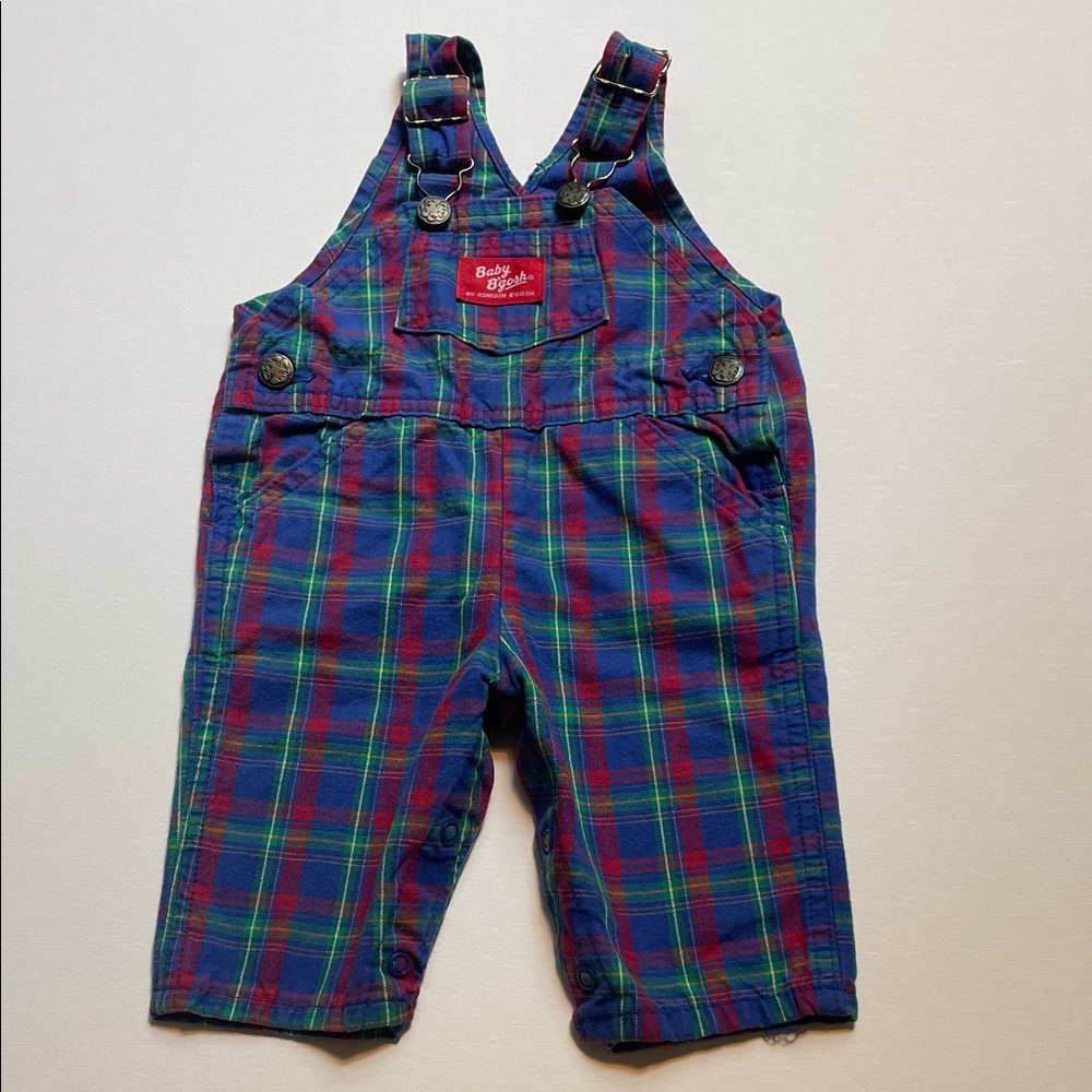 Vintage OshKosh B'Gosh Overalls Red And Blue Plaid overalls Vestbak Size 3/6 mo
